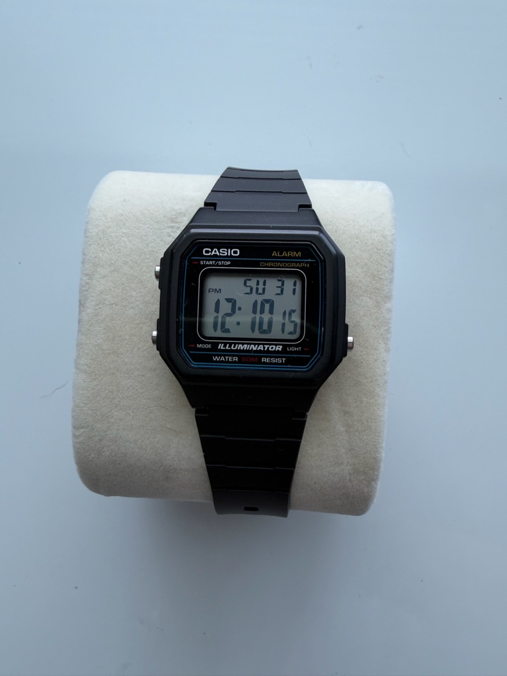 Casio Black Digital Illuminator Watch with Blue Accent